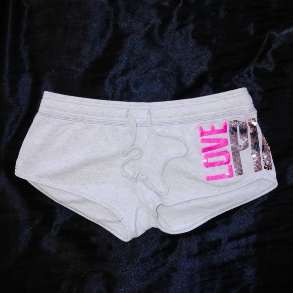 Victoria's Secret Pink Sequin Bling hoodie & shorts set S/XS Y2k vintage RARE! - Picture 7 of 9